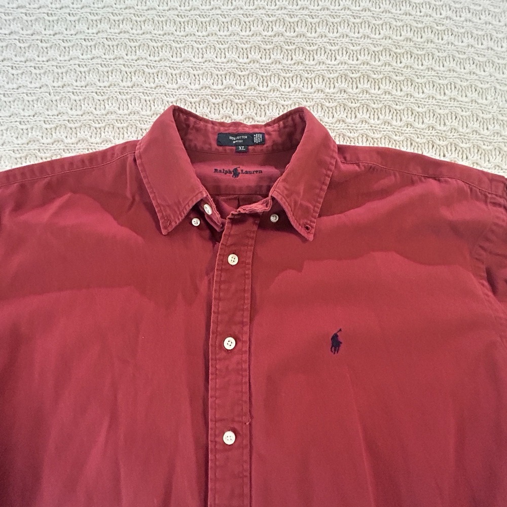 Ralph Lauren Men's XL Blaire Button Down Long Sleeve Red 100% Cotton - Picture 2 of 7